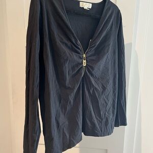 MICHAEL Michael Kors Black Top with Gold Zipper